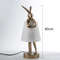 Nordic Rogue Rabbit Resin Table Lamp  Designer LED Table Light With Fabric Shade For Bedroom  Livin 0