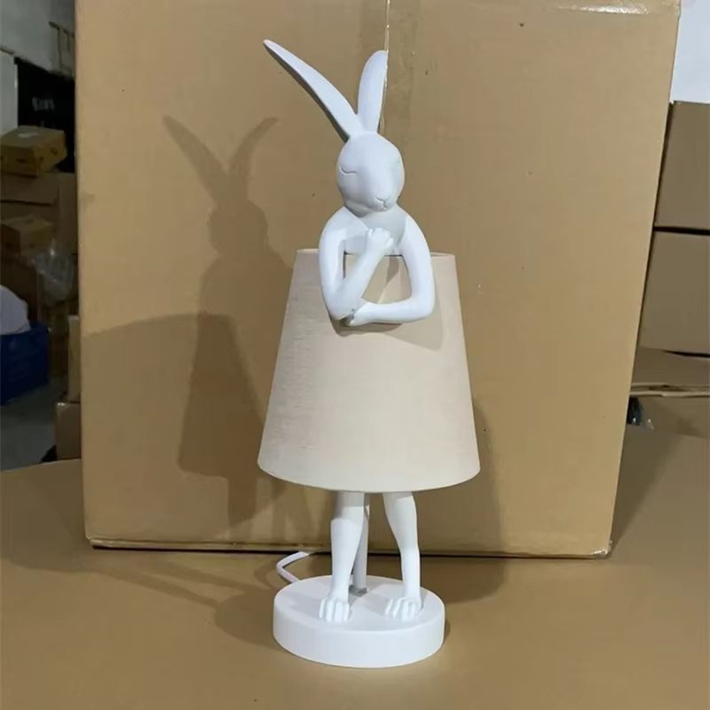 Nordic Rogue Rabbit Resin Table Lamp  Designer LED Table Light With Fabric Shade For Bedroom  Livin 4