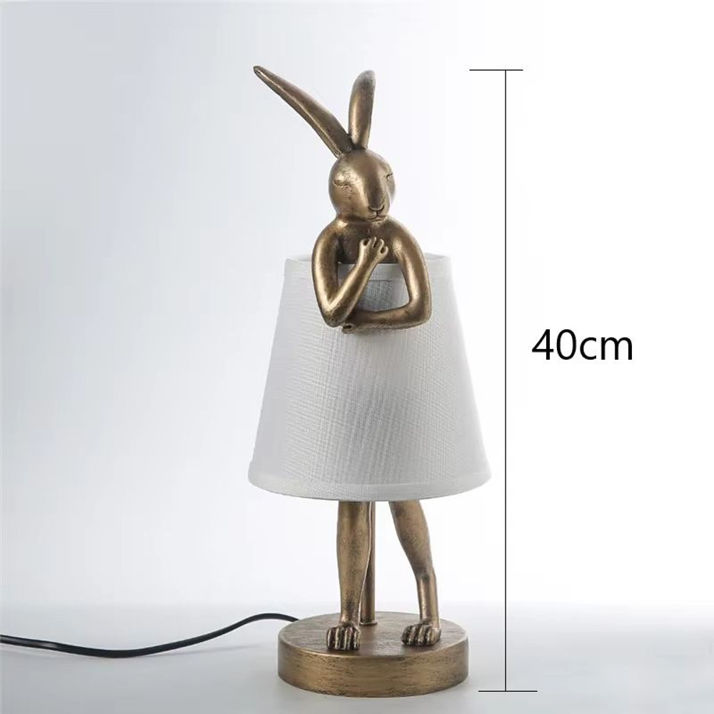 Nordic Rogue Rabbit Resin Table Lamp  Designer LED Table Light With Fabric Shade For Bedroom  Livin 6