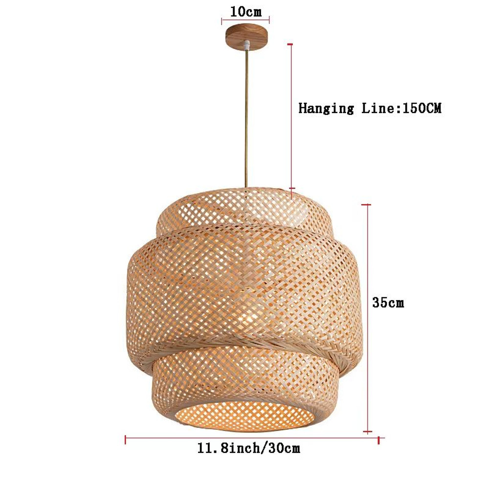 Bamboo Lantern Pendant Light  HandWoven Natural RattanWicker E27 Hanging Fixture For Home  Restaura 6
