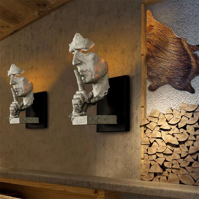 Face Art Loft Wall Lamp  Creative Retro LED Wall Light For Home Bar Aisle  Salon Decor 1