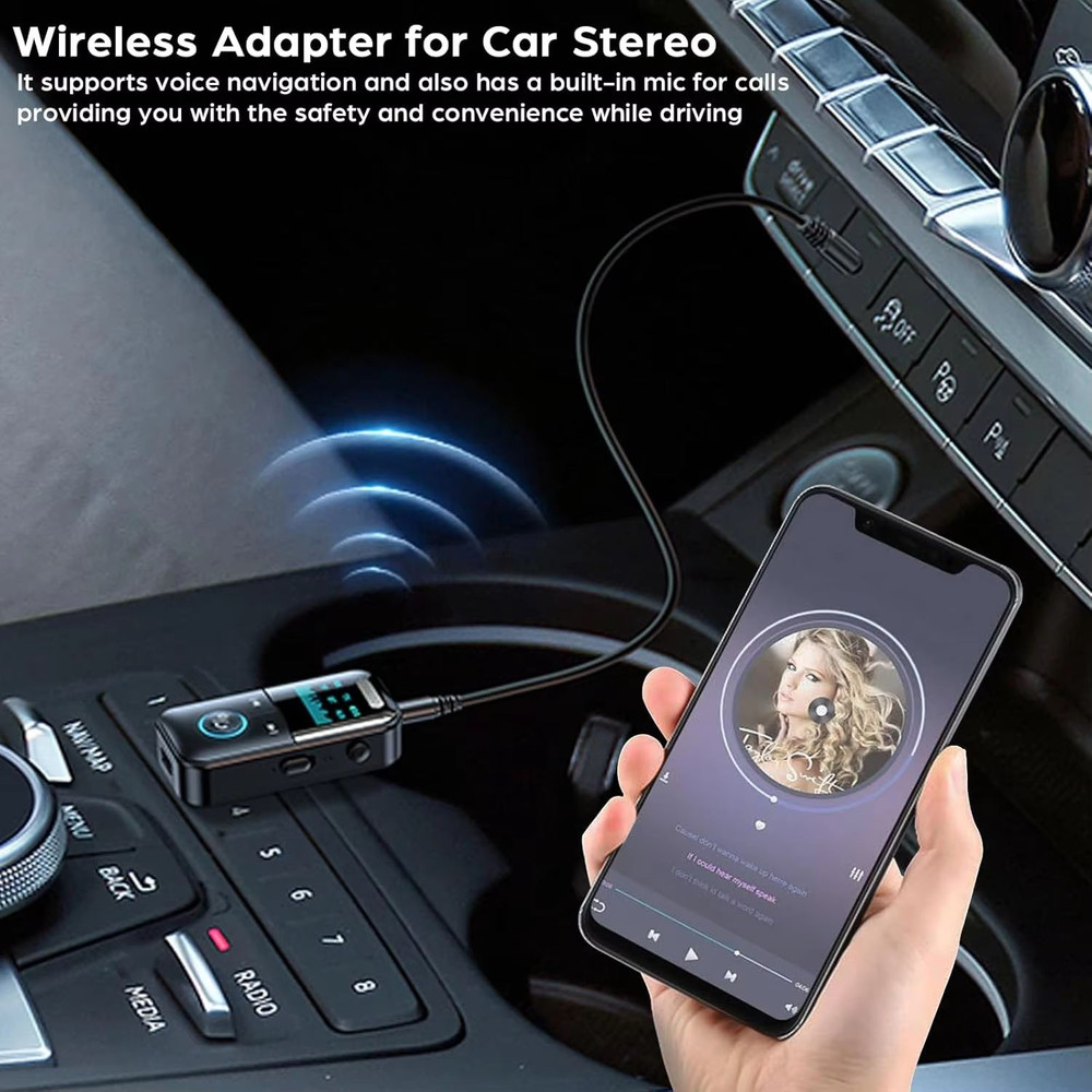 Bluetooth 54 35 Mm AUX Audio TransmitterReceiver  LED Display Wireless Adapter For Car  Home Stereo 2