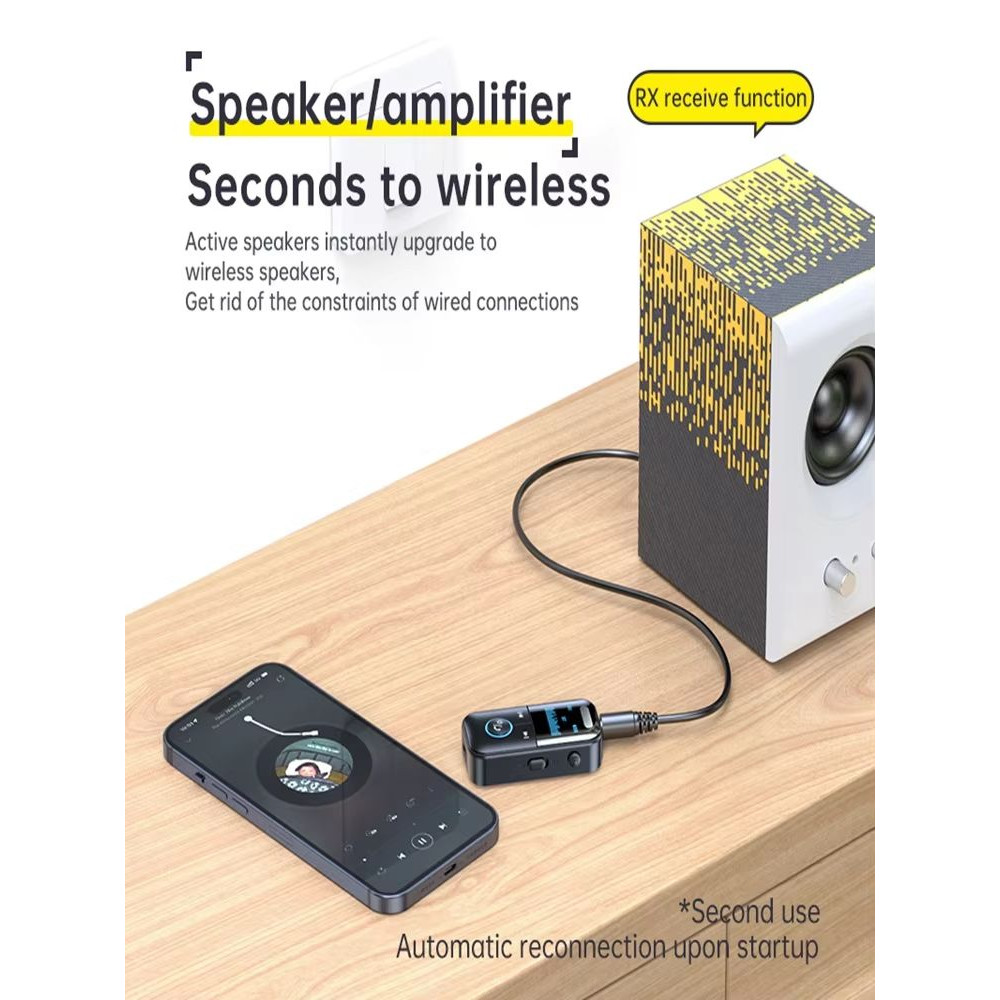 Bluetooth 54 35 Mm AUX Audio TransmitterReceiver  LED Display Wireless Adapter For Car  Home Stereo 3