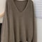 Yangqi Soft Waxy 100 Pure Cashmere VNeck Sweater Loose Fit Knit For Autumn Winter 3
