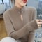 Elegance Mink 100 Mink Cashmere StandCollar Sweater SlimFit Long Sleeve Pullover For Women 5
