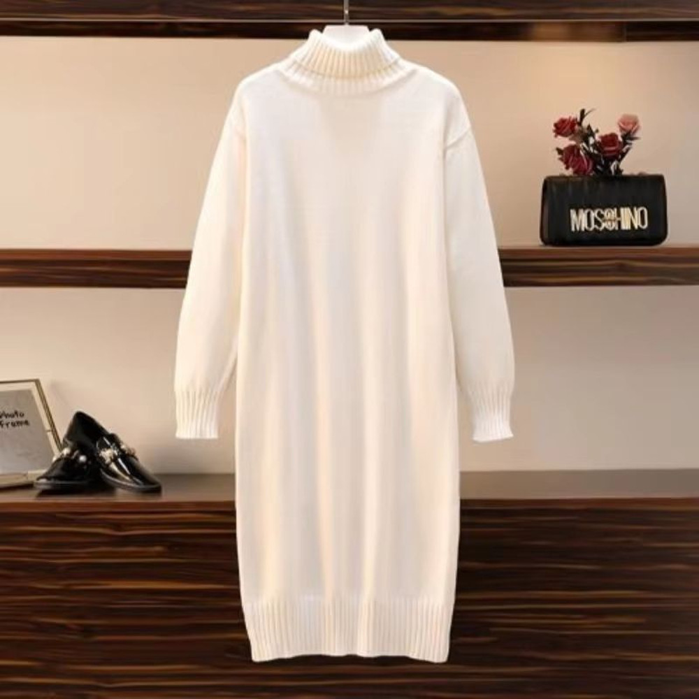 Cozy CollegeStyle HighNeck Thick Knit Pullover  Warm LongSleeve Solid Sweater For Autumn  Winter 1