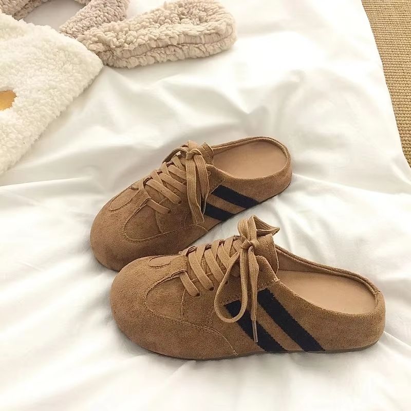 Elevated Wedge Suede Creeper HalfSlipper  Womens ThickBottom Baotou Sandal Sneaker Clog For Summer  1