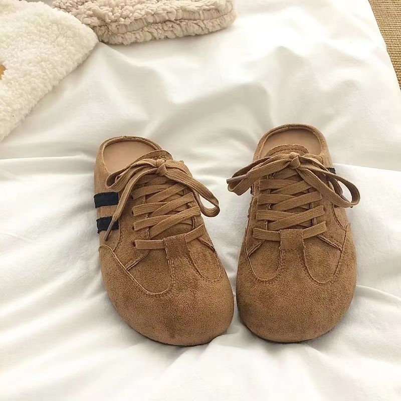 Elevated Wedge Suede Creeper HalfSlipper  Womens ThickBottom Baotou Sandal Sneaker Clog For Summer  2