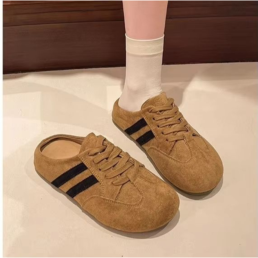 Elevated Wedge Suede Creeper HalfSlipper  Womens ThickBottom Baotou Sandal Sneaker Clog For Summer  7