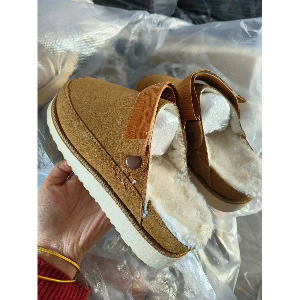 CashmereLined Platform Snow Boots Womens ThickSole Winter HalfSlippers With Fuzzy Upper 10