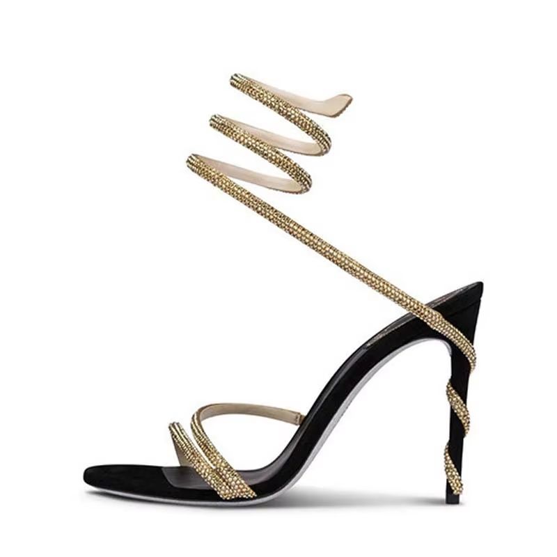Eilyken Crystal Rhinestone OpenToe Sandals  Sexy Thin High Heels With Ankle Strap For Party  Prom 3