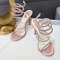 Eilyken Crystal Rhinestone OpenToe Sandals  Sexy Thin High Heels With Ankle Strap For Party  Prom 6