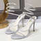 Eilyken Crystal Rhinestone OpenToe Sandals  Sexy Thin High Heels With Ankle Strap For Party  Prom 8