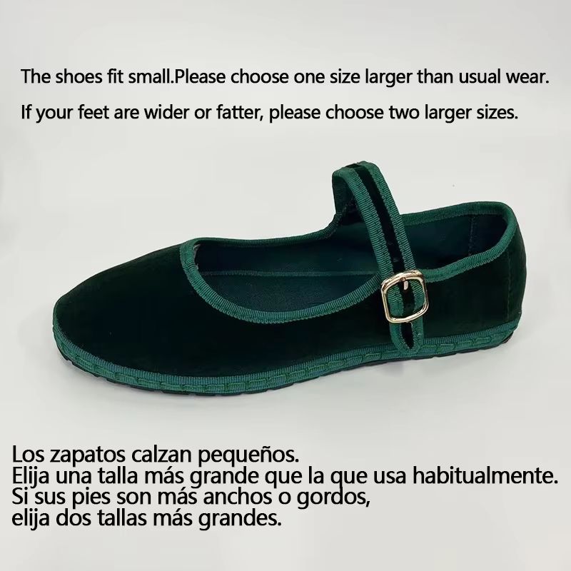 Velvet Mary Jane Streetwear Ballet Flats  Womens HandStitched Solid Colour Loafers 9