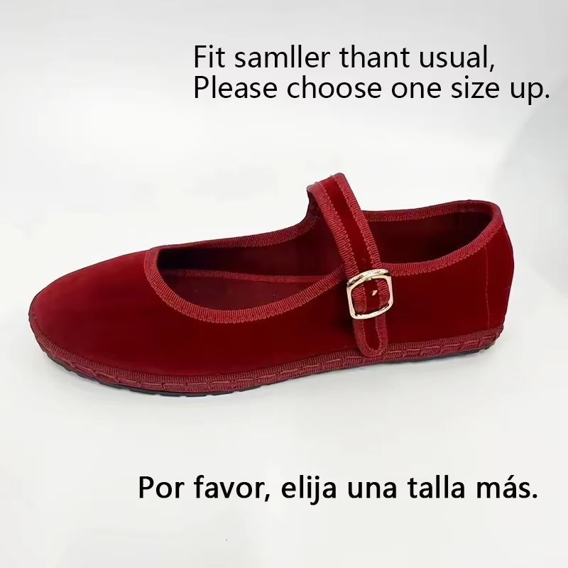 Velvet Mary Jane Streetwear Ballet Flats  Womens HandStitched Solid Colour Loafers 11