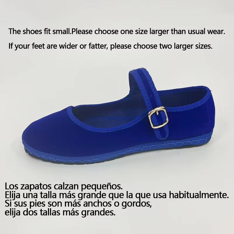 Velvet Mary Jane Streetwear Ballet Flats  Womens HandStitched Solid Colour Loafers 8