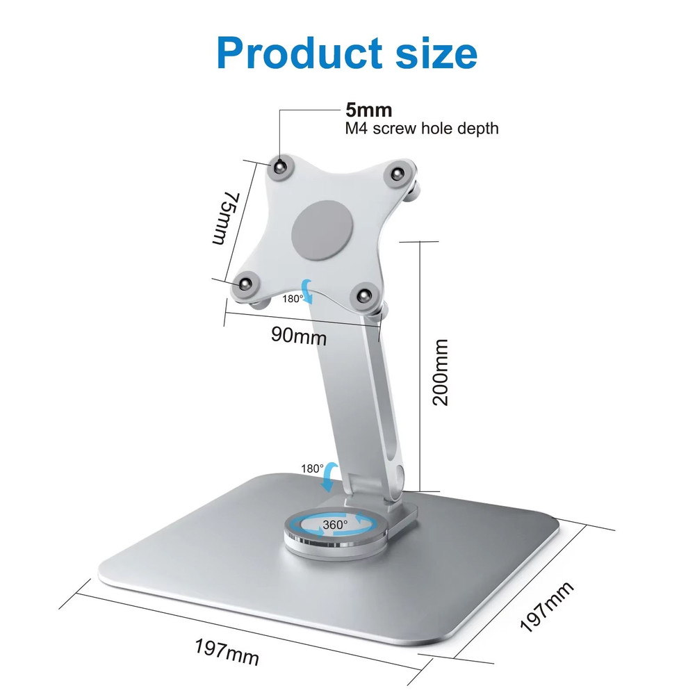 Aluminum Alloy 360deg Rotating Monitor Stand  Adjustable TableMounted Bracket With M4 Screw Base  H 1