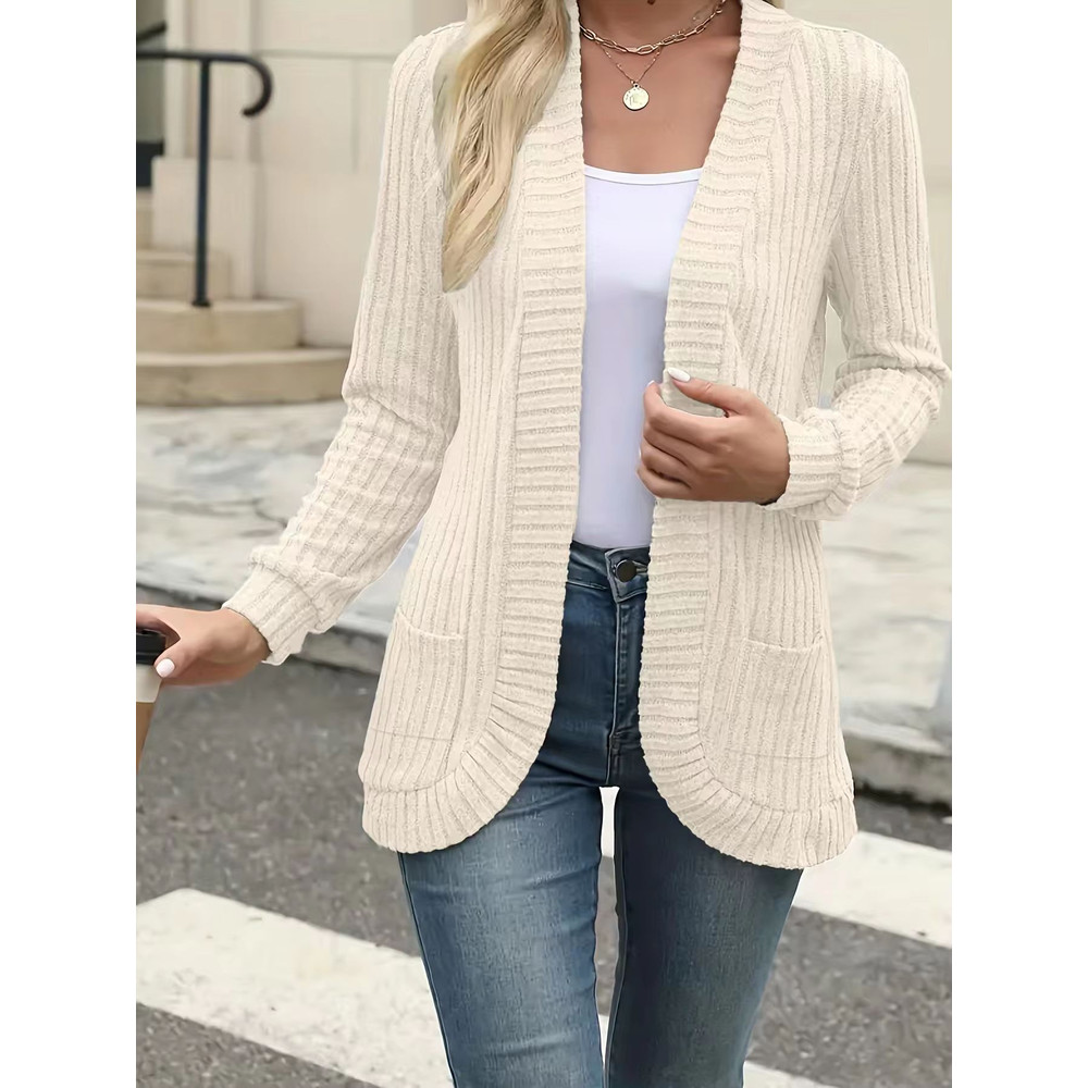 PitStripe Brushed Knit Cardigan Jacket  Womens SolidColor Casual Knit Outerwear 7