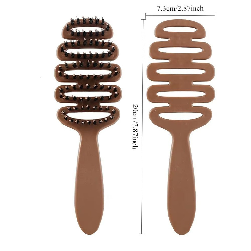 Hollow Boar Bristle Hair Comb  ScalpMassage Brush  Detangling  Styling Tool For Women With Curly Wa 5