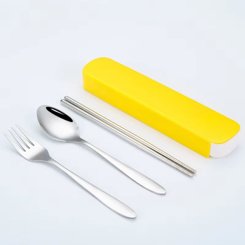 TravelMate 4Piece Stainless Steel Cutlery Set  Portable Spoon Fork Knife  Chopsticks With Storage C 9