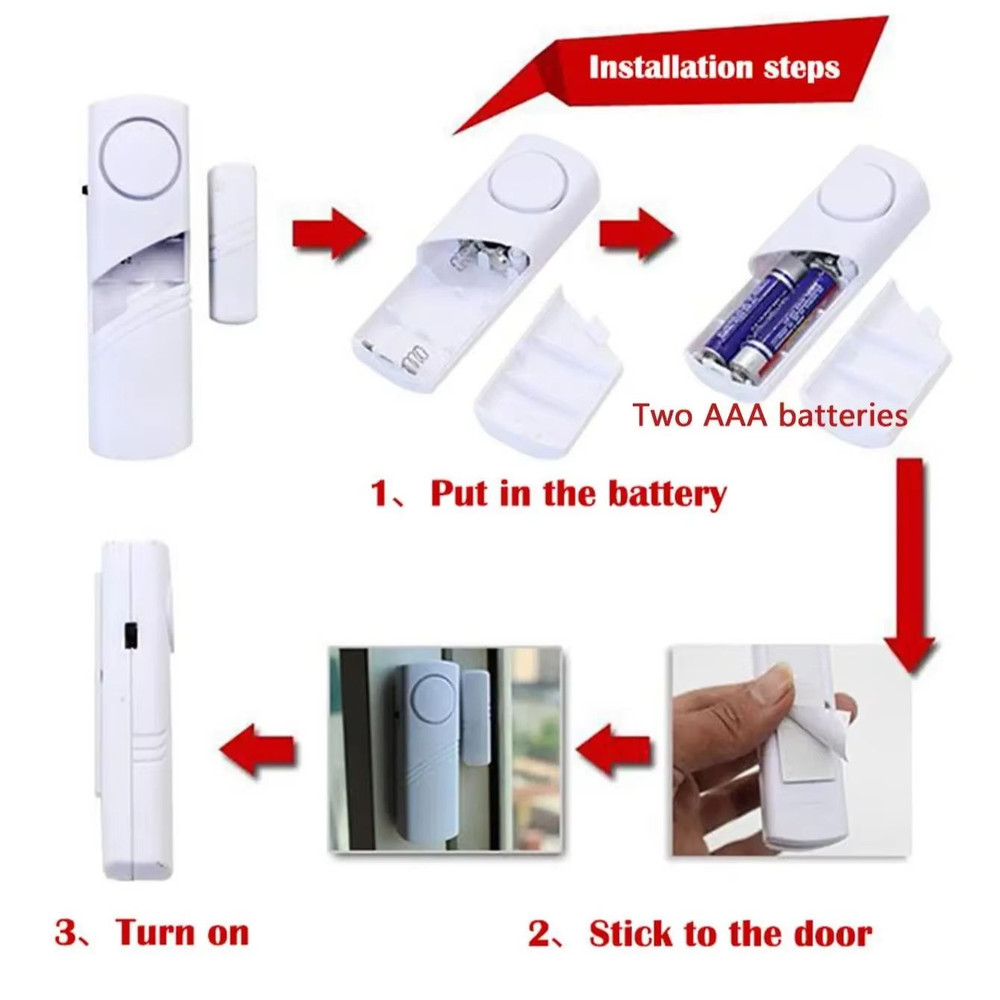 Wireless Door And Window Magnetic Sensor Alarm  2Pack Home Security Detectors 2