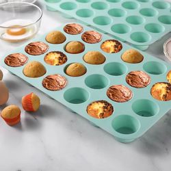 non-stick 24-cup silicone baking mold – multi-purpose cookie, cake, and candy tray for home bakers