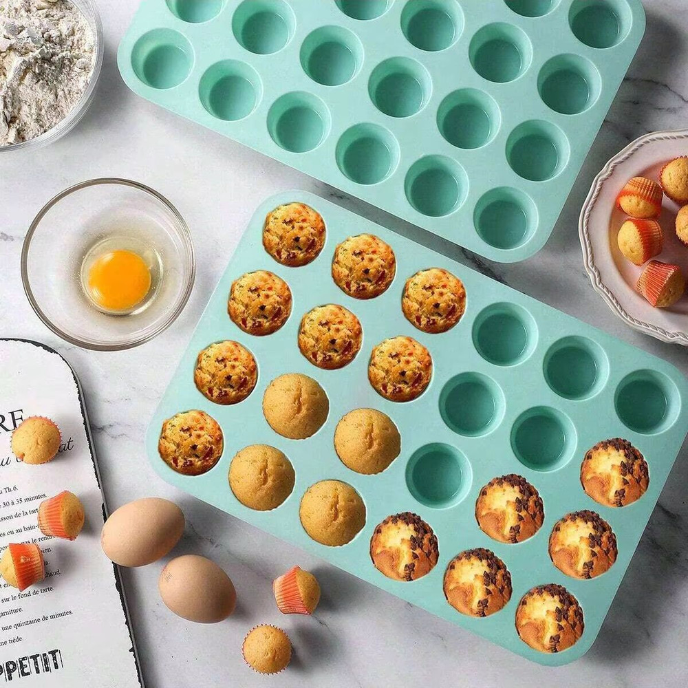 NonStick 24Cup Silicone Baking Mold  MultiPurpose Cookie Cake And Candy Tray For Home Bakers 3