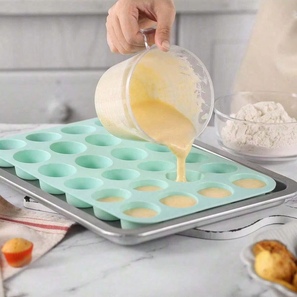 NonStick 24Cup Silicone Baking Mold  MultiPurpose Cookie Cake And Candy Tray For Home Bakers 6