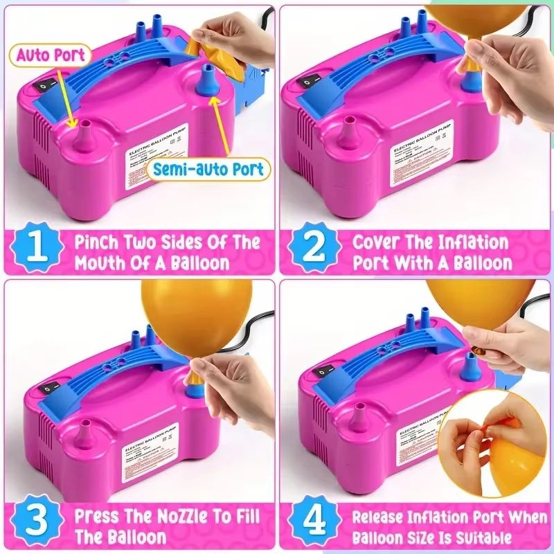 Electric Balloon Pump  Double Nozzle Auto Inflator For Quick Party Setup 2