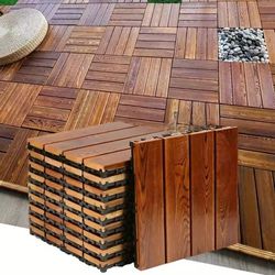 carbonized outdoor wood flooring – waterproof splicing decking for balconies & courtyards