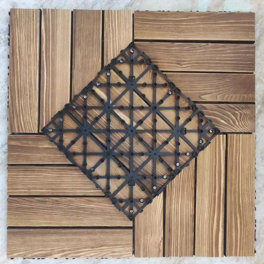 Carbonized Outdoor Wood Flooring  Waterproof Splicing Decking For Balconies  Courtyards 1