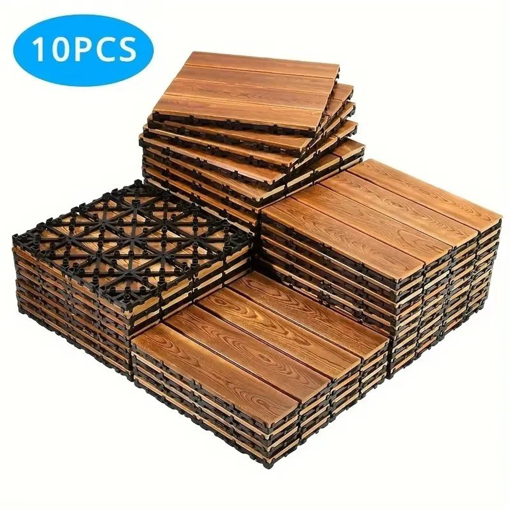 Carbonized Outdoor Wood Flooring  Waterproof Splicing Decking For Balconies  Courtyards 2