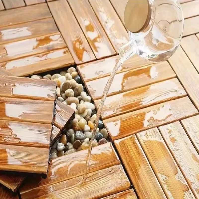 Carbonized Outdoor Wood Flooring  Waterproof Splicing Decking For Balconies  Courtyards 5