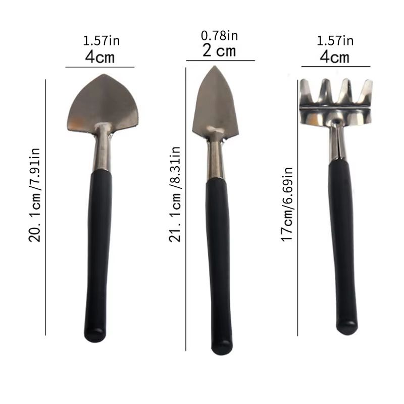 Aluminum Garden Tool Set  3pc Mini Shovel  Rake For Succulents  Loose Soil 6