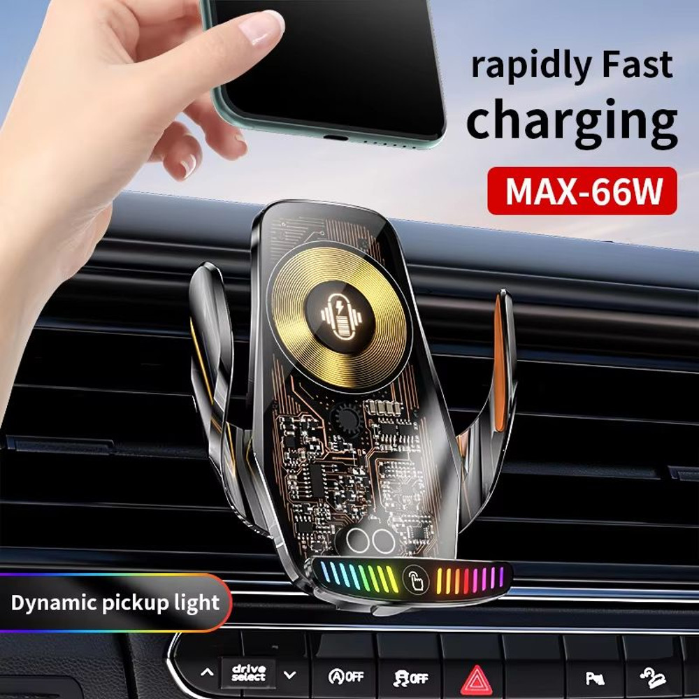 66W Magnetic Car Phone Holder With 15W Wireless Fast Charger  AutoClamping Air Vent Mount For IPhon 1