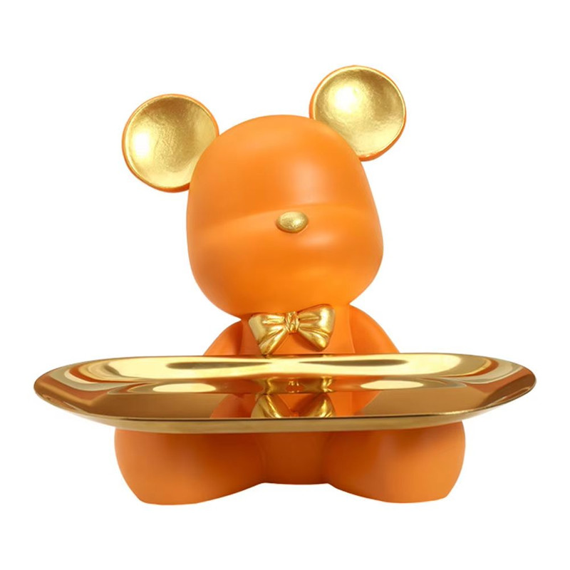 Entryway Key Storage Ornament  Bear Tray Key Holder Figurine For Home And Coffee Shop Decoration 2