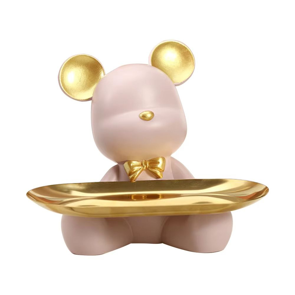 Entryway Key Storage Ornament  Bear Tray Key Holder Figurine For Home And Coffee Shop Decoration 3