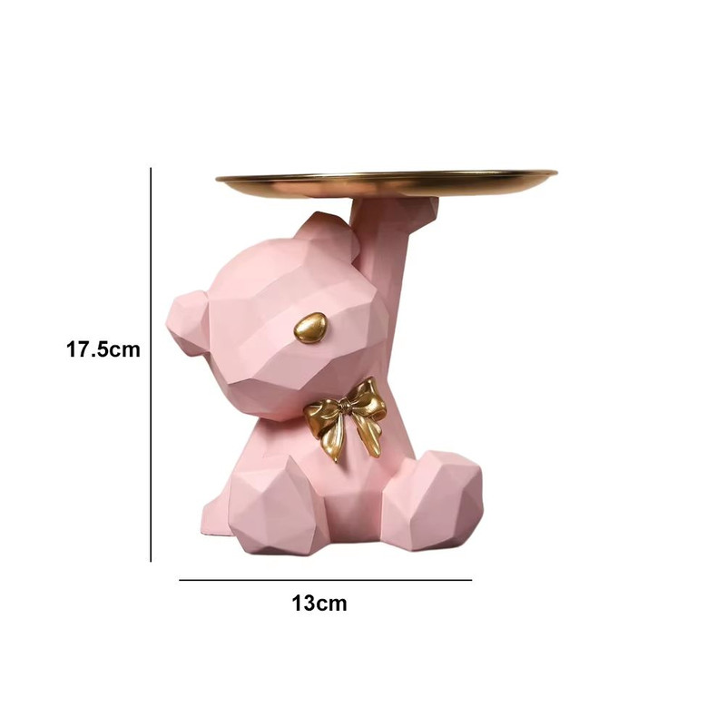 Entryway Key Storage Ornament  Bear Tray Key Holder Figurine For Home And Coffee Shop Decoration 8