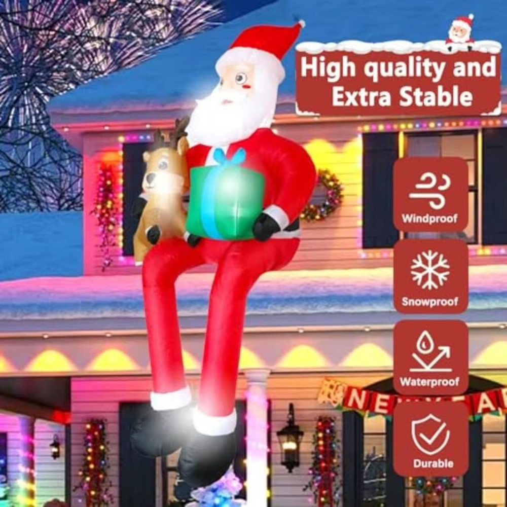 95Ft Christmas Inflatable Santa With LED Lights  Outdoor Sitting Santa Claus Decoration For Holiday 2