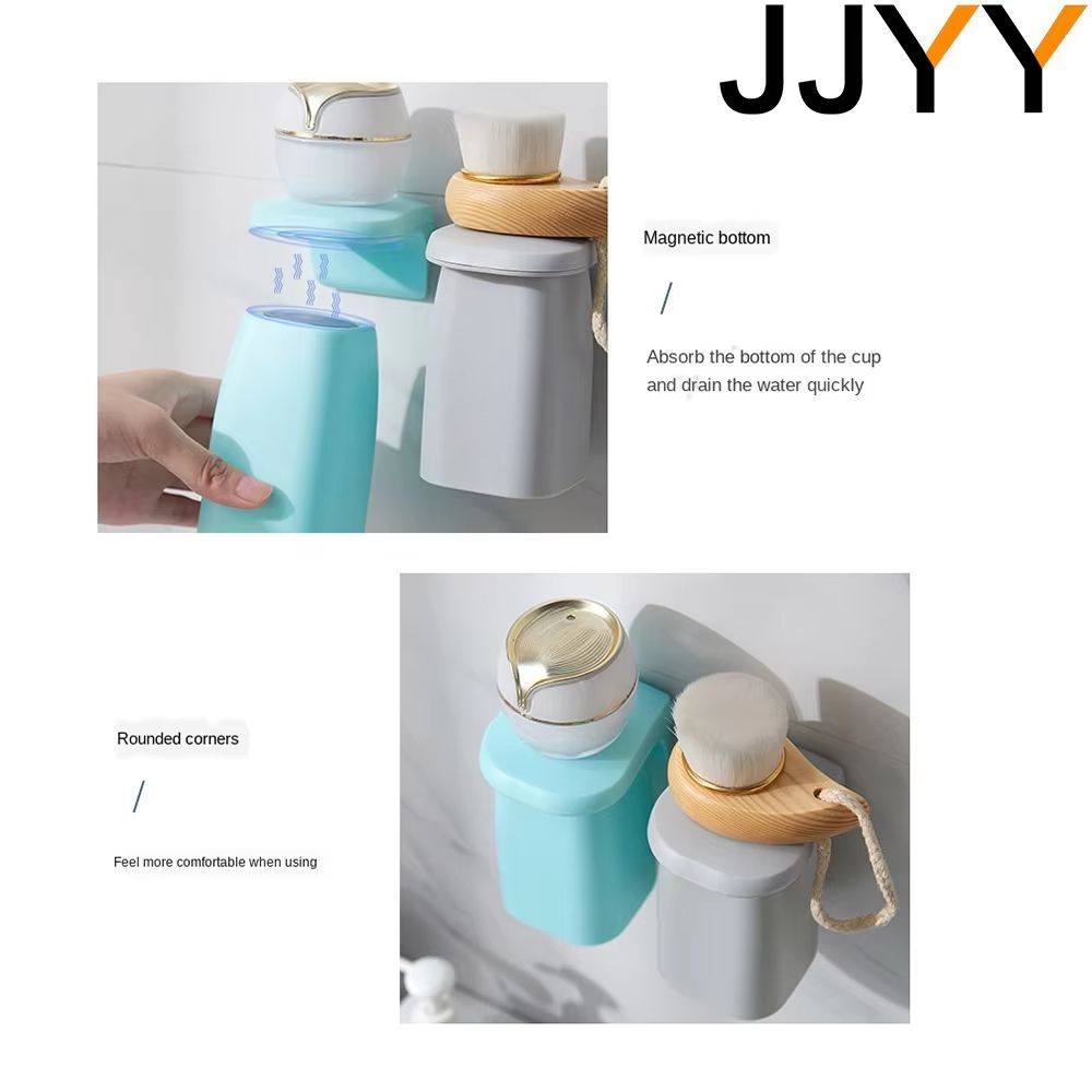 Magnetic Suction Mouthwash Cup WallMounted Toothbrush Holder  Bathroom Shower Drain Rack  Brushing  2