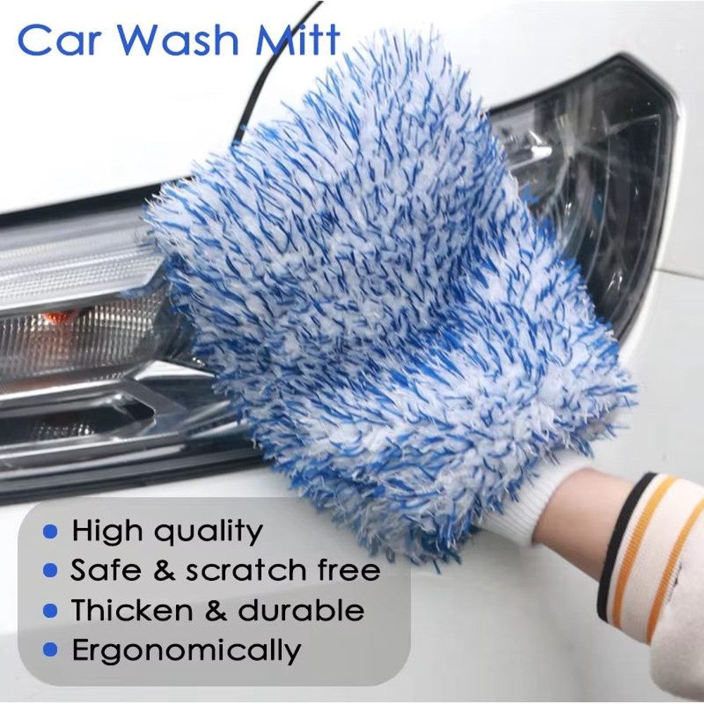 Plush Microfiber Car Wash Mitt  Soft  Thick Auto Cleaning Tool For A ScratchFree Shine 4