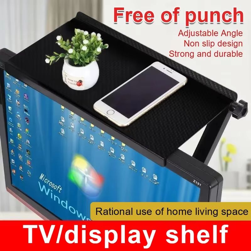 Adjustable ScreenTop Storage Shelf For TV  Monitor RouterAccessory Organizer 1