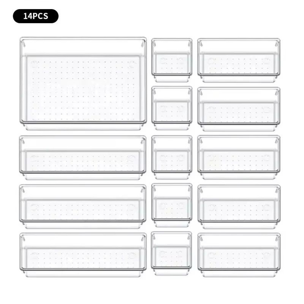 ClearView Modular Plastic Drawer Organizer Set 714 Pcs  Dividers  Bins For Desk Dresser  Office 8