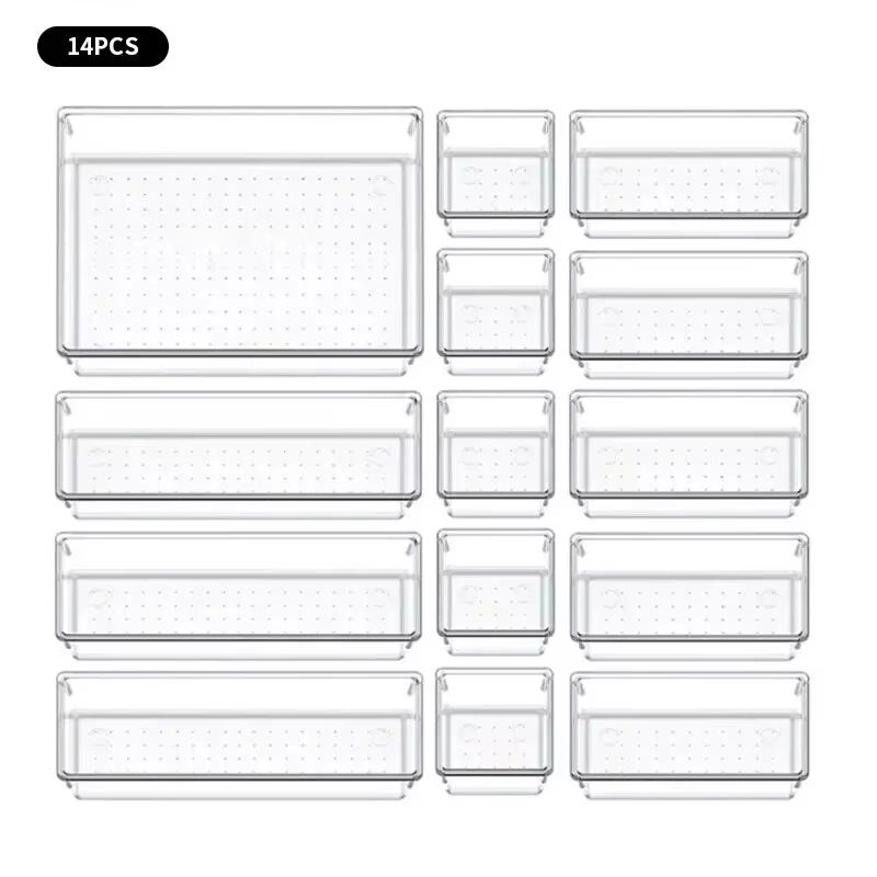 ClearView Modular Plastic Drawer Organizer Set 714 Pcs  Dividers  Bins For Desk Dresser  Office 8