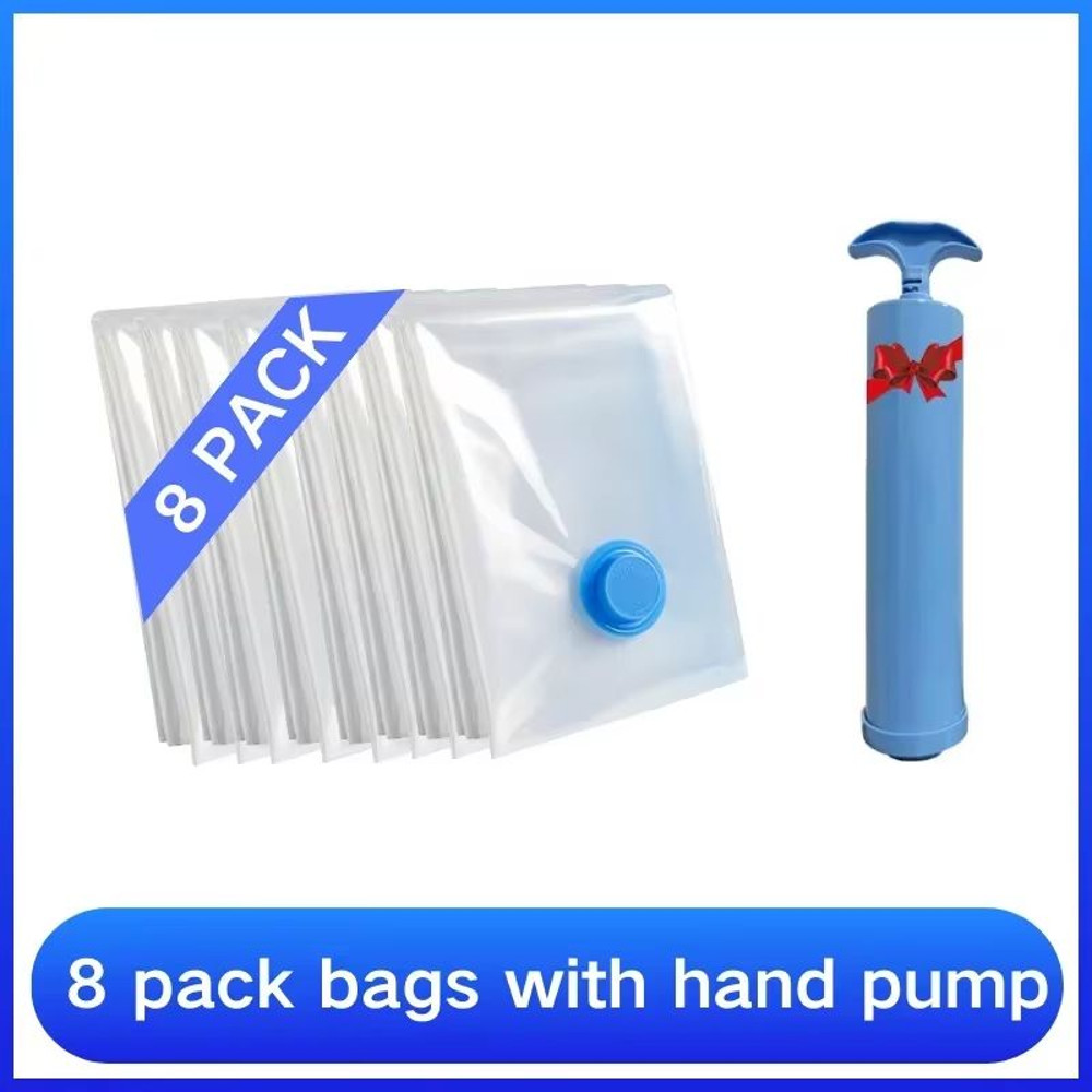 8PCS Vacuum Storage Bags With Pump For Clothes  Large Compression Bags For Travel  Home Storage 13