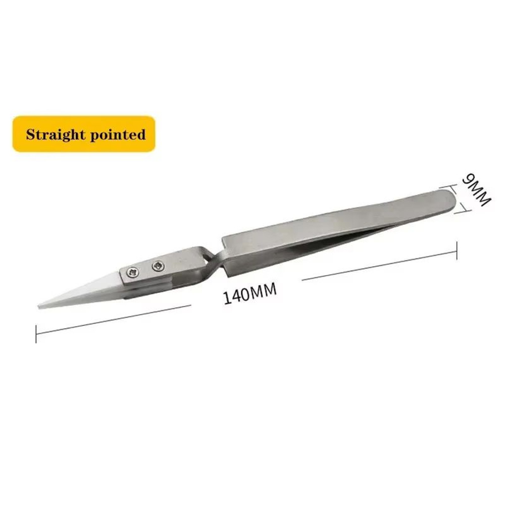 3 Pcs Ceramic Straight Tip Electronic Soldering Tweezers AntiStatic AcidResistant Precision Tools 6