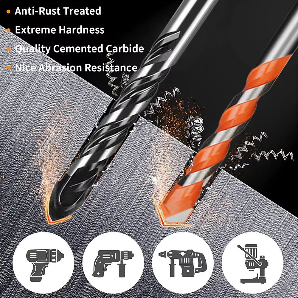 312mm Multifunctional Triangle Diamond Drill Bit Set  Precision Drilling For Ceramic Tile Concrete  4