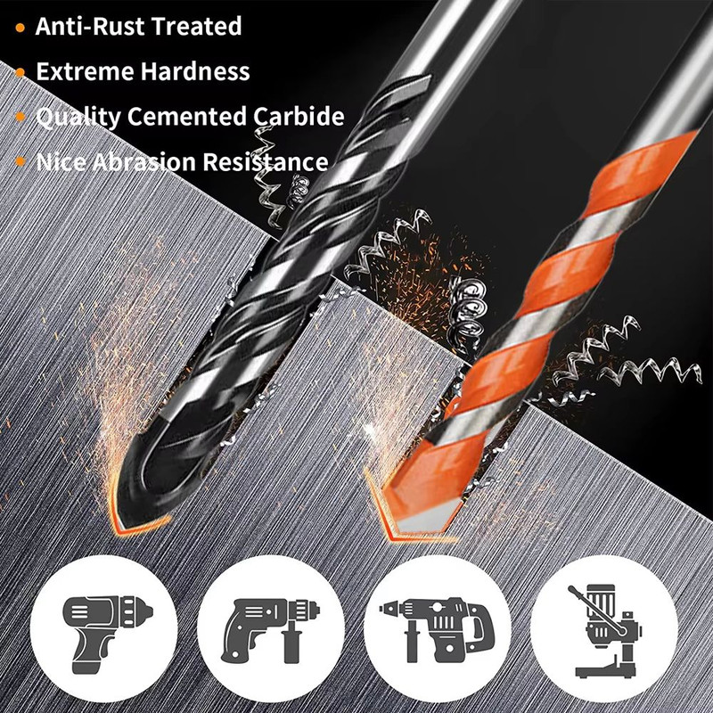 312mm Multifunctional Triangle Diamond Drill Bit Set  Precision Drilling For Ceramic Tile Concrete  4