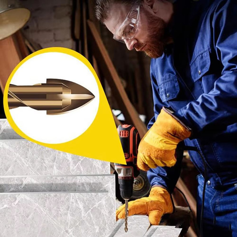 Cross Hexagon Tile  Glass Drill Bit  MultiSurface Triangle Alloy Core For Wood Metal Ceramic Plasti 3