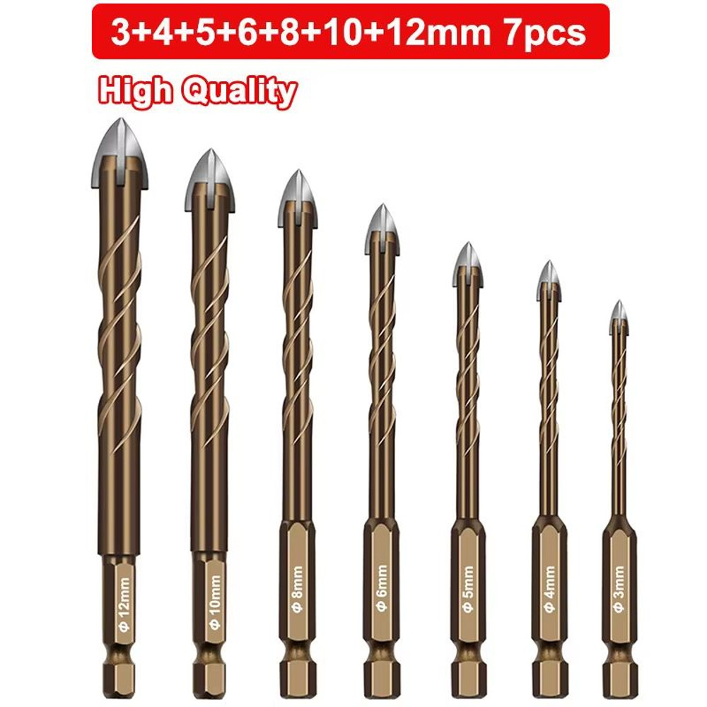 Cross Hexagon Tile  Glass Drill Bit  MultiSurface Triangle Alloy Core For Wood Metal Ceramic Plasti 7